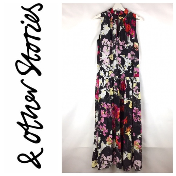 & Other Stories Dresses & Skirts - & Other Stories Black Floral Chiffon Maxi dress 8